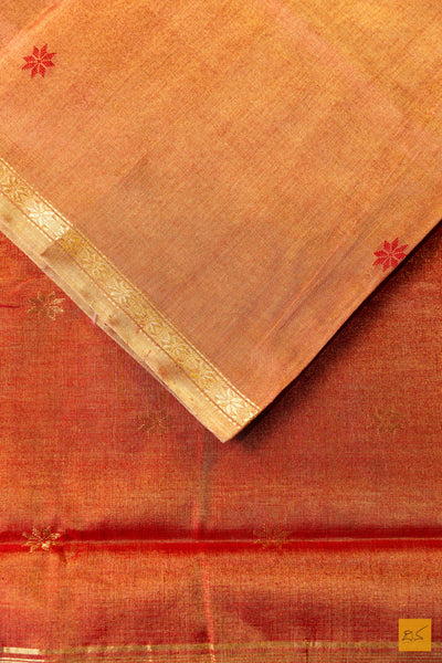 Sudhathi- Cream Tissue Maheshwari Silk Cotton Handwoven Saree