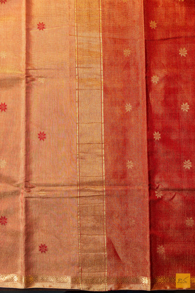 Sudhathi- Cream Tissue Maheshwari Silk Cotton Handwoven Saree
