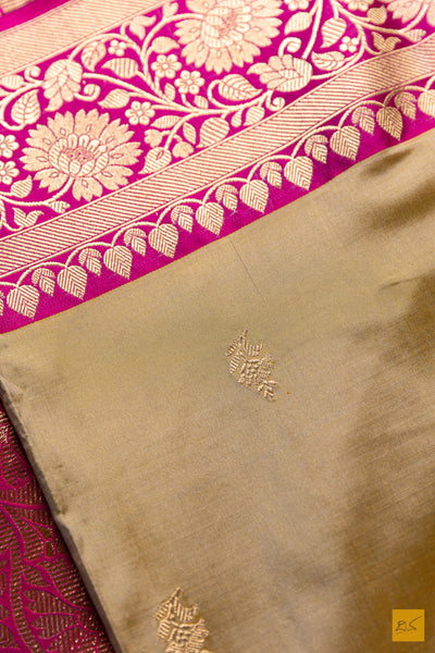 Avyuktha- Grey Banarasi Katan Silk Handwoven Saree