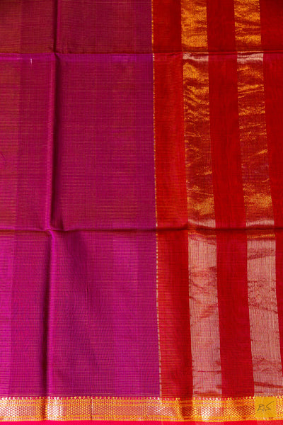 Smrithi- Pink Maheshwari Silk Cotton Handwoven Saree