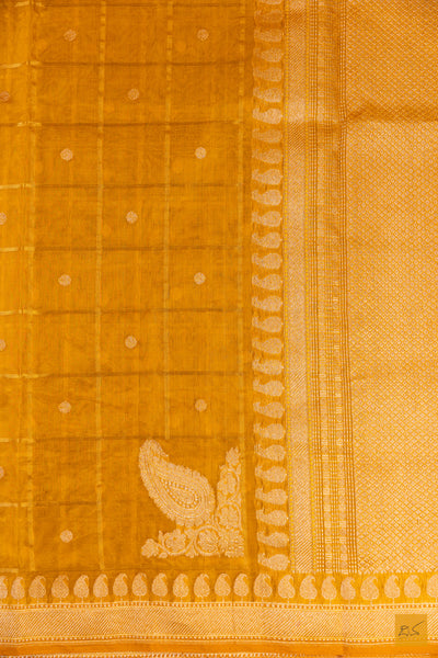 Yellow Tissue Organza Banarasi Handwoven Saree