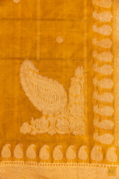 Yellow Tissue Organza Banarasi Handwoven Saree