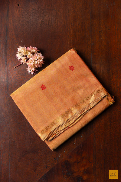 Sudhathi- Cream Tissue Maheshwari Silk Cotton Handwoven Saree