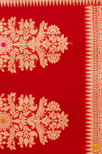 Red Kora Organza Banarasi Handwoven Saree