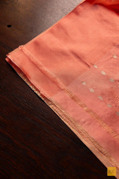 Akshari- Peach Banarasi Katan Silk Handwoven Saree
