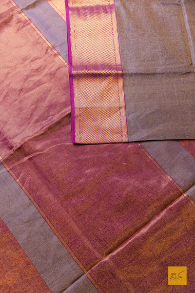 Nirlepa- Purple-Pink Tissue Maheshwari Silk Cotton Handwoven Saree