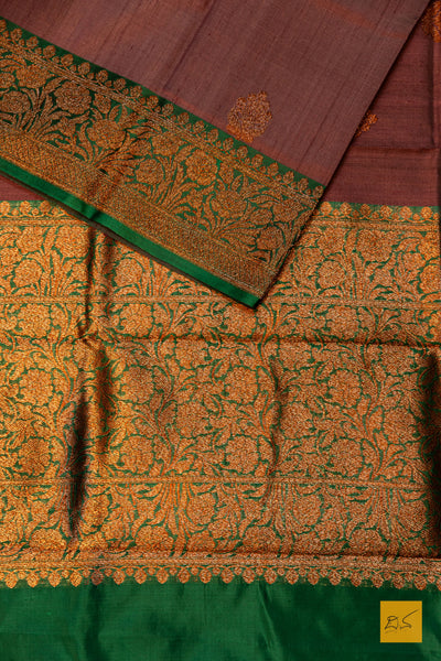 Vidyunmala- Purple Banarasi Tussar Silk Handwoven Saree