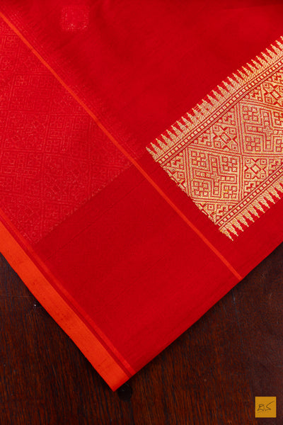 Red Kora Organza Banarasi Handwoven Saree