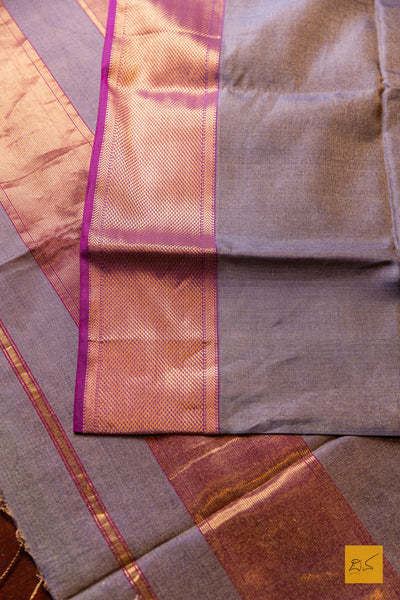 Nirlepa- Purple-Pink Tissue Maheshwari Silk Cotton Handwoven Saree