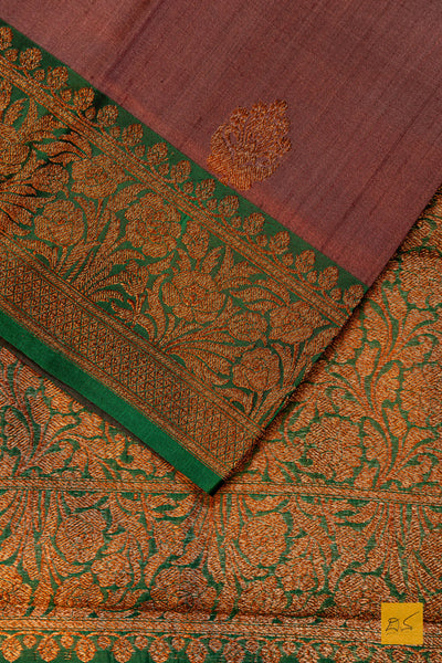 Vidyunmala- Purple Banarasi Tussar Silk Handwoven Saree