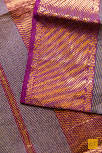 Nirlepa- Purple-Pink Tissue Maheshwari Silk Cotton Handwoven Saree