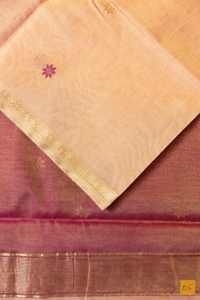 Sridha- Cream Tissue Maheshwari Silk Cotton Handwoven Saree