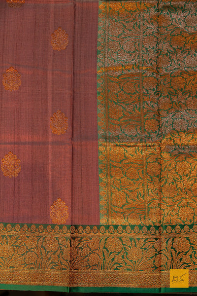 Vidyunmala- Purple Banarasi Tussar Silk Handwoven Saree