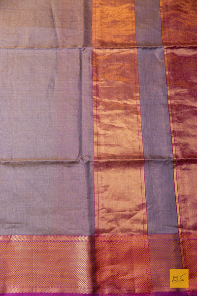 Nirlepa- Purple-Pink Tissue Maheshwari Silk Cotton Handwoven Saree