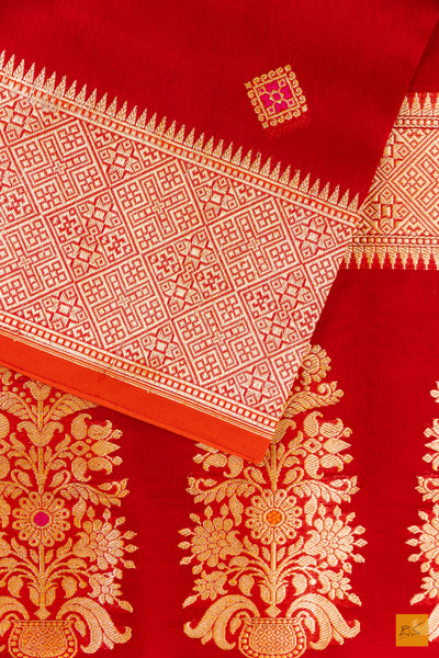 Red Kora Organza Banarasi Handwoven Saree