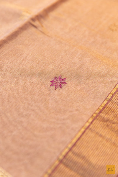 Sridha- Cream Tissue Maheshwari Silk Cotton Handwoven Saree