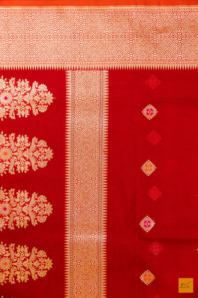 Red Kora Organza Banarasi Handwoven Saree