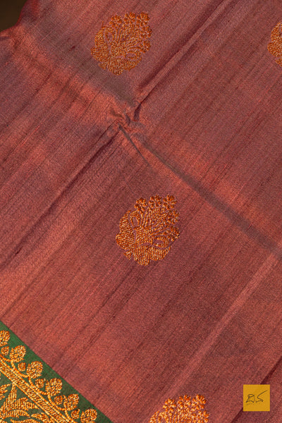 Vidyunmala- Purple Banarasi Tussar Silk Handwoven Saree