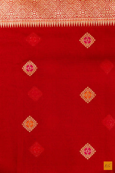 Red Kora Organza Banarasi Handwoven Saree