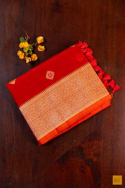 Red Kora Organza Banarasi Handwoven Saree
