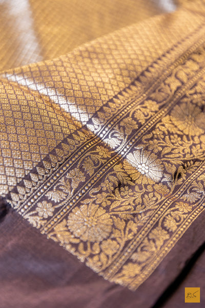 Sarika- Brown Banarasi Katan Silk Handwoven Saree