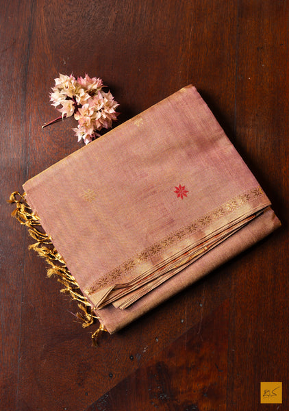 Sowmya- Purple Tissue Maheshwari Silk Cotton Handwoven Saree