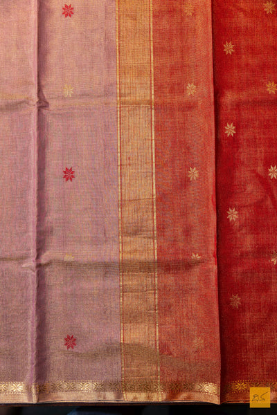 Sowmya- Purple Tissue Maheshwari Silk Cotton Handwoven Saree