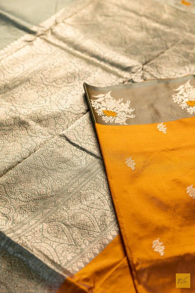 Mohini- Yellow Banarasi Katan Silk Handwoven Saree