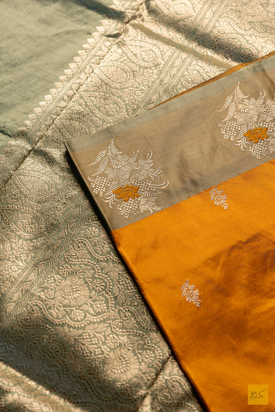 Mohini- Yellow Banarasi Katan Silk Handwoven Saree