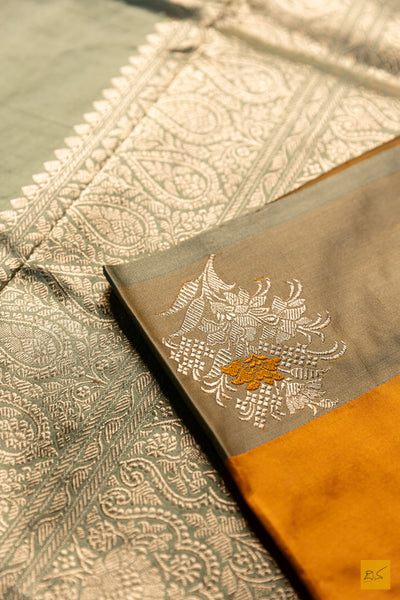 Mohini- Yellow Banarasi Katan Silk Handwoven Saree