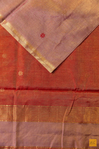 Sowmya- Purple Tissue Maheshwari Silk Cotton Handwoven Saree