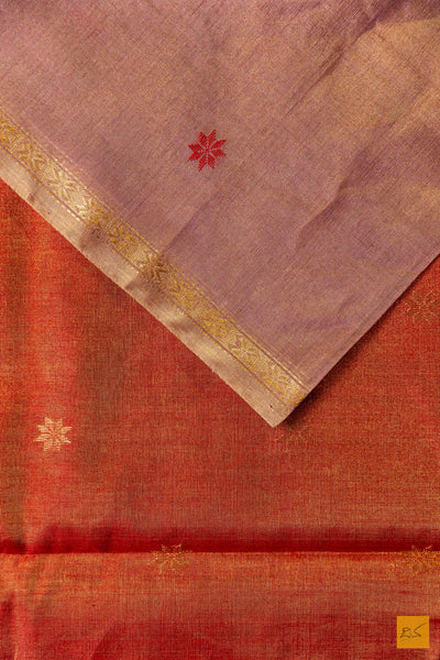 Sowmya- Purple Tissue Maheshwari Silk Cotton Handwoven Saree