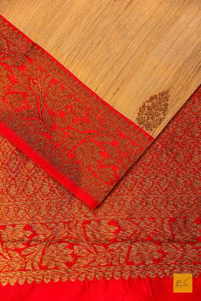 Bhama- Off White Banarasi Tussar Silk Handwoven Saree