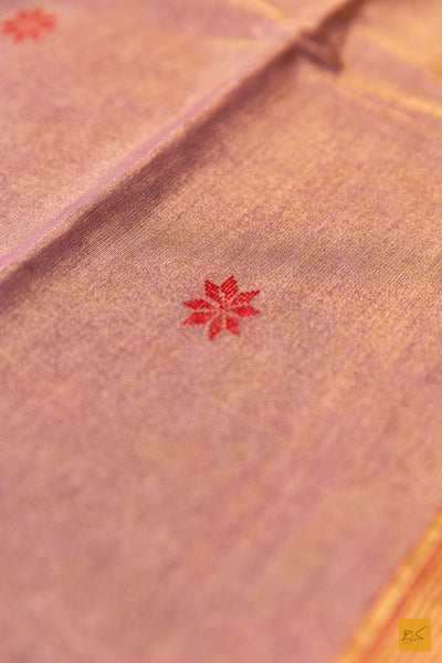 Sowmya- Purple Tissue Maheshwari Silk Cotton Handwoven Saree