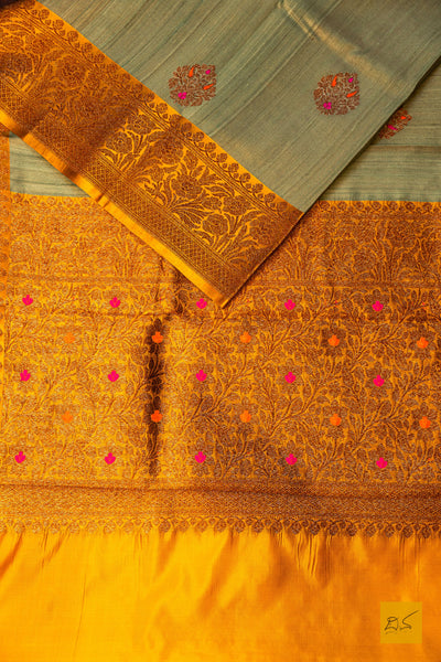 Suhasini- Pastel Green Banarasi Tussar Silk Handwoven Saree