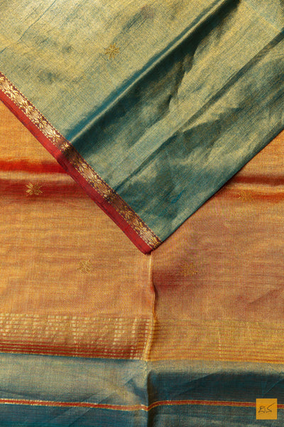 Sowparna- Green Tissue Maheshwari Silk Cotton Handwoven Saree