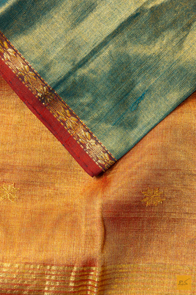 Sowparna- Green Tissue Maheshwari Silk Cotton Handwoven Saree