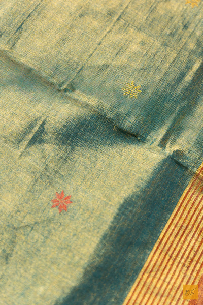 Sowparna- Green Tissue Maheshwari Silk Cotton Handwoven Saree