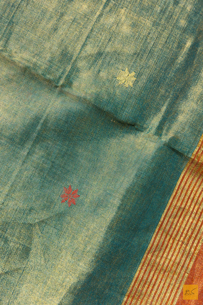 Sowparna- Green Tissue Maheshwari Silk Cotton Handwoven Saree