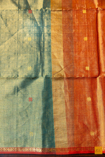 Sowparna- Green Tissue Maheshwari Silk Cotton Handwoven Saree