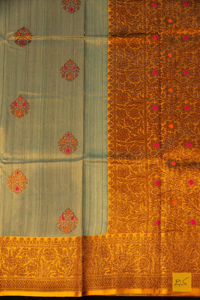 Suhasini- Pastel Green Banarasi Tussar Silk Handwoven Saree