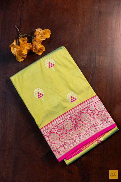 Sumukhi- Green Banarasi Katan Silk Handwoven Saree