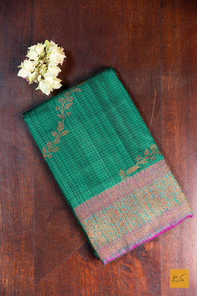 Jamini-Green Banarasi Dupion Silk Handwoven Saree