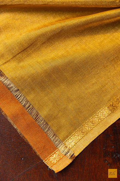Shobhitha- Yellow Tissue Maheshwari Silk Cotton Handwoven Saree
