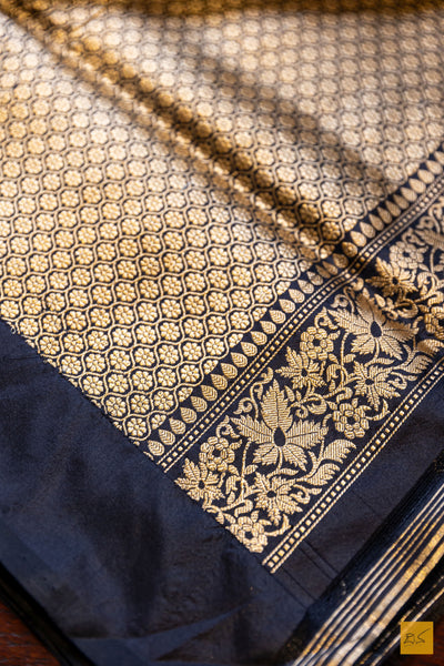 Kamalapriya- Black Banarasi Katan Silk Handwoven Saree