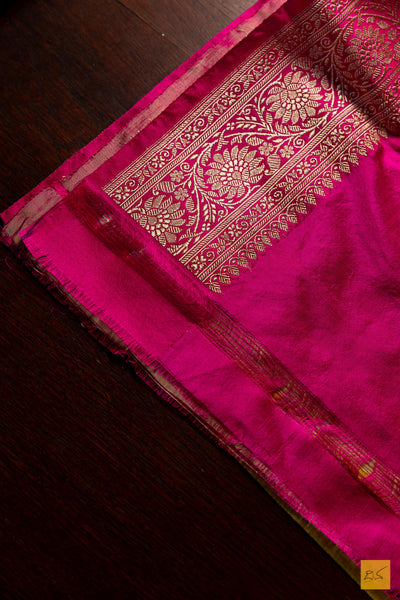 Tejovathi- Green Banarasi Katan Silk Handwoven Saree