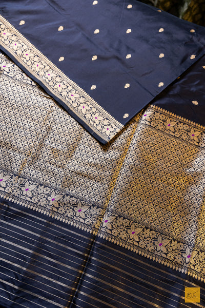 Kamalapriya- Black Banarasi Katan Silk Handwoven Saree