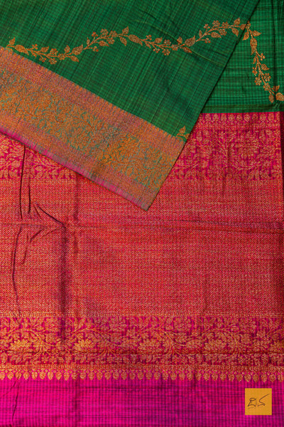 Jamini-Green Banarasi Dupion Silk Handwoven Saree