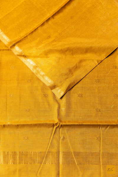 Shobhitha- Yellow Tissue Maheshwari Silk Cotton Handwoven Saree