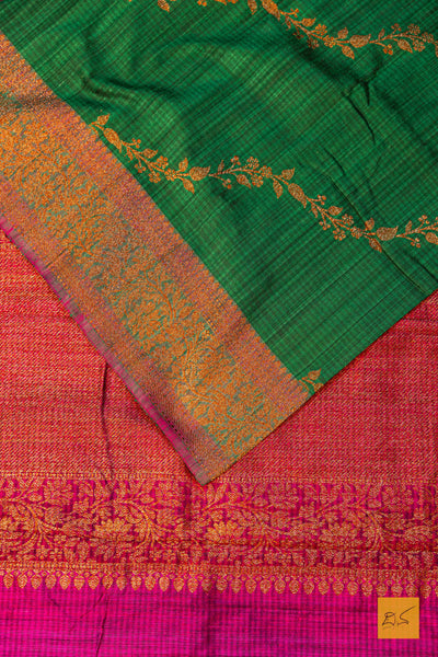 Jamini-Green Banarasi Dupion Silk Handwoven Saree